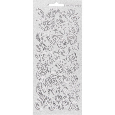 Aufkleber, Schmetterlinge, Blatt 10x23 cm, silber, 1 Blatt von Diverse