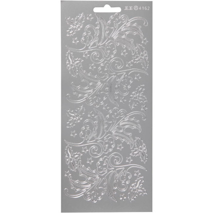 Aufkleber, Stechpalme, Blatt 10x23 cm, silber, 1 Blatt Aufkleber, Stechpalme, Blatt 10x23 cm, silber, 1 Blatt von Diverse