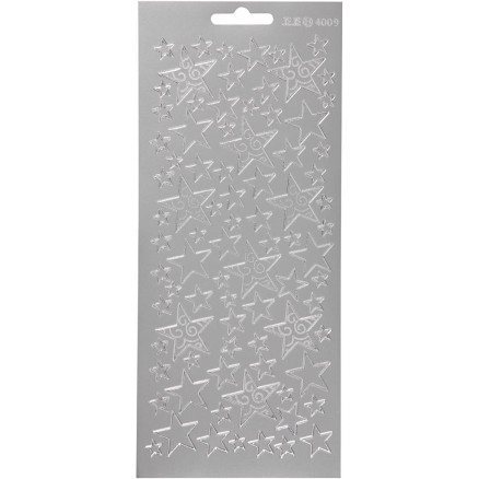Aufkleber, Sterne, Blatt 10x23 cm, silber, 1 Blatt von Diverse
