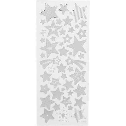 Aufkleber, Sterne, Blatt 10x24 cm, silber, 1 Blatt von Diverse
