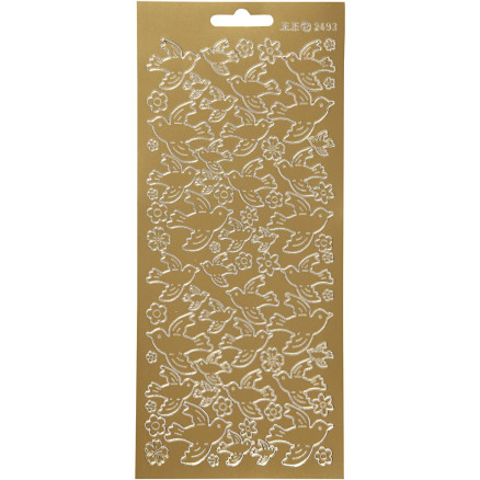 Aufkleber, Tauben, Blatt 10x23 cm, gold, 1 Blatt von Diverse