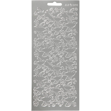 Aufkleber, Tauben, Blatt 10x23 cm, silber, 1 Blatt von Diverse