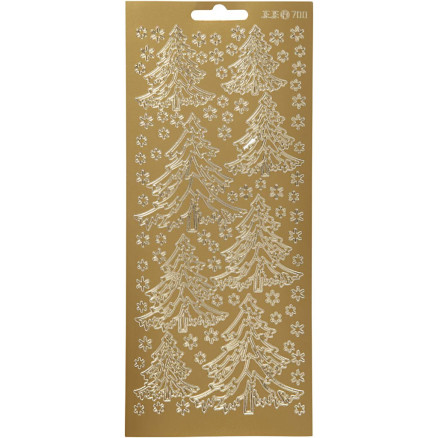 Aufkleber, Weihnachtsbaum, Blatt 10x23 cm, gold, 1 Blatt von Diverse