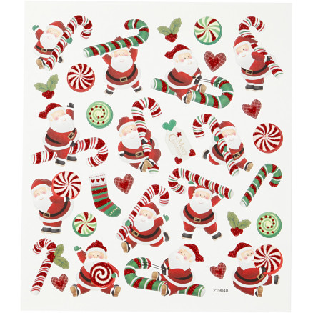 Sticker, Nikolaus mit Candy Stick, Blatt 15x16,5 cm, ca. 31 Stk, 1 Bl. Sticker, Nikolaus mit Candy Stick, Blatt 15x16,5 cm, ca. 31 Stk, 1 Bl. von Diverse