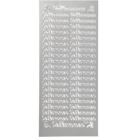 Aufkleber, Willkommen, Blatt 10x23 cm, silber, 1 Blatt von Diverse