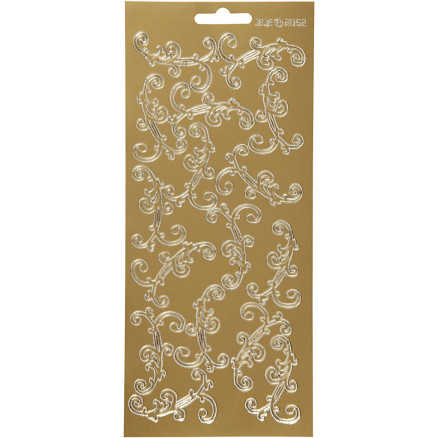 Aufkleber, Wirbel, Blatt 10x23 cm, gold, 1 Blatt von Diverse