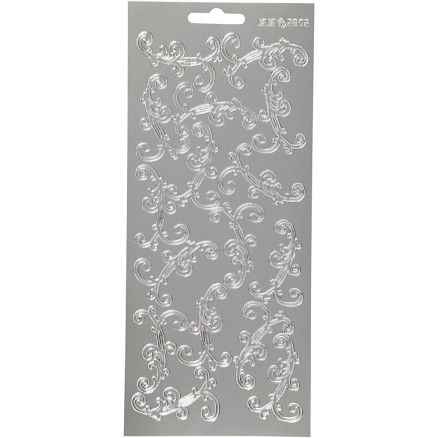 Aufkleber, Wirbel, Blatt 10x23 cm, silber, 1 Blatt von Diverse