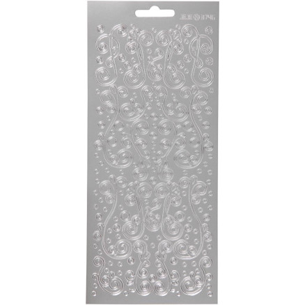 Aufkleber, Wirbel, Blatt 10x23 cm, silber, 1 Blatt von Diverse