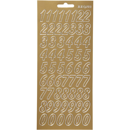 Aufkleber, Zahlen, Blatt 10x23 cm, gold, 1 Blatt von Diverse