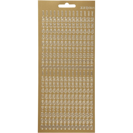 Aufkleber, Zahlen, Blatt 10x23 cm, gold, 1 Blatt von Diverse