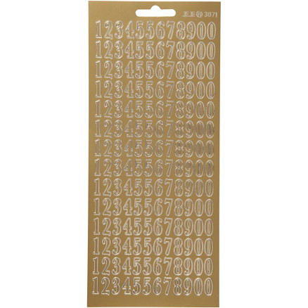 Aufkleber, Zahlen, Blatt 10x23 cm, gold, 1 Blatt von Diverse