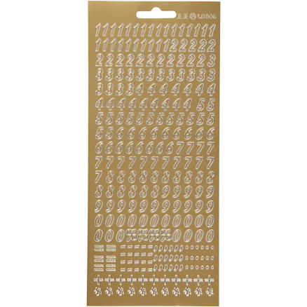Aufkleber, Zahlen, Blatt 10x23 cm, gold, 1 Blatt von Diverse