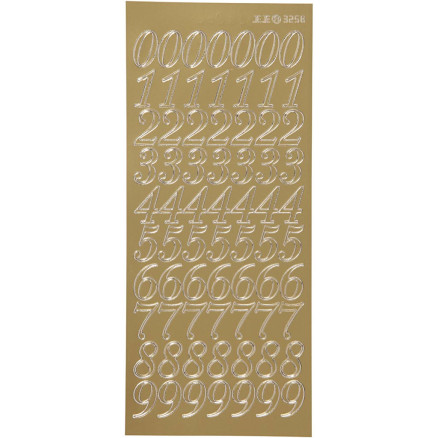 Aufkleber, Zahlen, Blatt 10x23 cm, gold, 1 Blatt Aufkleber, Zahlen, Blatt 10x23 cm, gold, 1 Blatt von Diverse