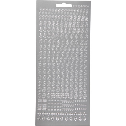 Aufkleber, Zahlen, Blatt 10x23 cm, silber, 1 Blatt Aufkleber, Zahlen, Blatt 10x23 cm, silber, 1 Blatt von Diverse