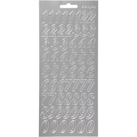 Aufkleber, Zahlen, Blatt 10x23 cm, silber, 1 Blatt Aufkleber, Zahlen, Blatt 10x23 cm, silber, 1 Blatt von Diverse