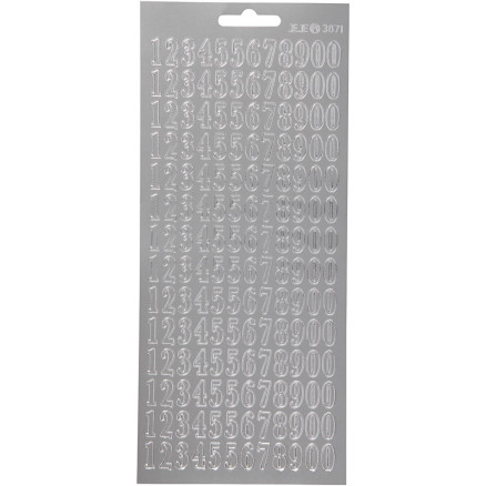 Aufkleber, Zahlen, Blatt 10x23 cm, silber, 1 Blatt Aufkleber, Zahlen, Blatt 10x23 cm, silber, 1 Blatt von Diverse