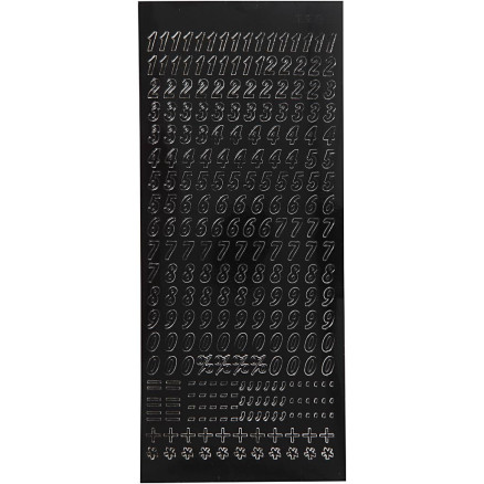 Aufkleber, kleine Zahlen, Blatt 10x23 cm, schwarz, 1 Blatt von Diverse