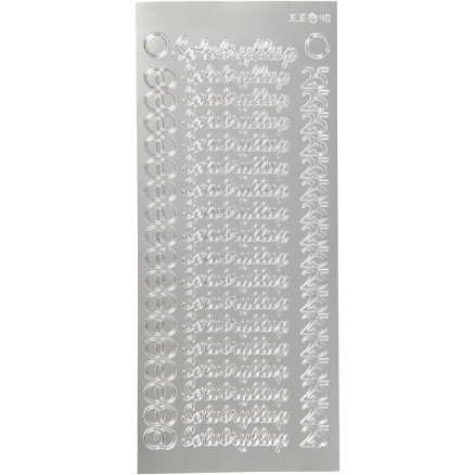 Aufkleber, silberne Hochzeit, Blatt 10x23 cm, silber, 1 Blatt von Diverse