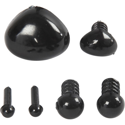 Augen und Schnauzen zum Modellieren, D 3+6 mm, Größe 8x6+14x11 mm, Schwarz, 20 Set/ 1 Pck Augen und Schnauzen zum Modellieren, D 3+6 mm, Größe 8x6+14x11 mm, Schwarz, 20 Set/ 1 Pck von Diverse