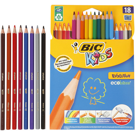 BIC Evolution Buntstifte, sechseckig, L: 17,5 cm, Mine 3 mm, versch. Farben, 18 Stück / 1 Pk. von Diverse
