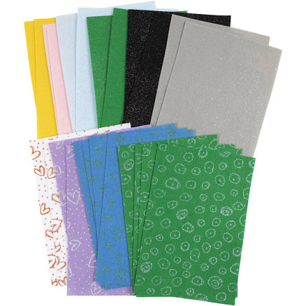 Bastelfilz, Blatt 21x30 cm, Dicke 1 mm, Inhalt kann variieren , Sortierte Farben, 24 Bl./ 1 Pck von Diverse