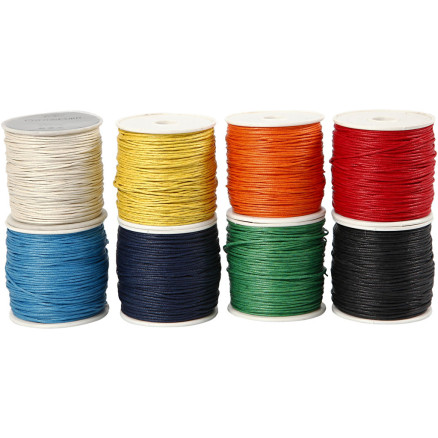 Baumwollband, Dicke 1 mm, Sortierte Farben, 8x40 m/ 1 Pck von Diverse