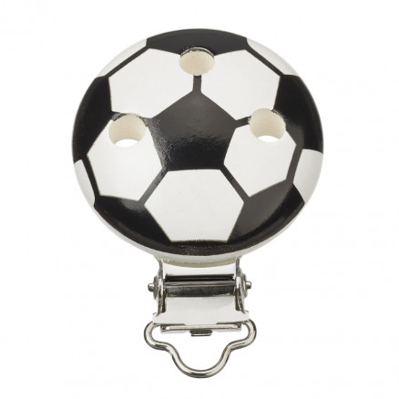 Clips für Schnullerketten und Hosenträger Fußball Schwarz/Weiß 37x11,5mm - 1 Stk von Diverse