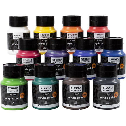 Creall Studio Acrylfarbe, Sortierte Farben, 12x500 ml/ 1 Pck von Diverse