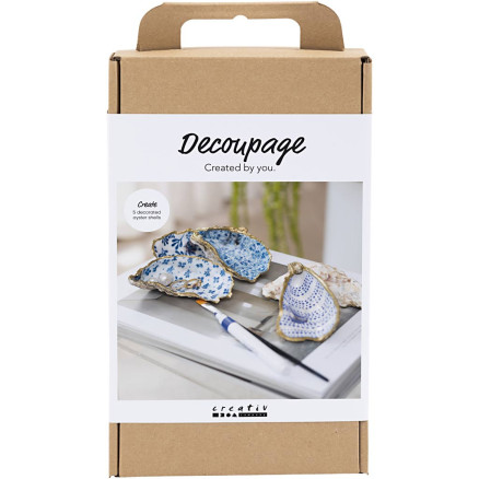 DIY Kit Decoupage, Austernschalen, blau, 1 Pk. DIY Kit Decoupage, Austernschalen, blau, 1 Pk. von Diverse