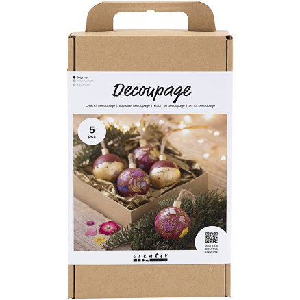 DIY Kit Decoupage, getrocknete Blumen, weihnachtlich rot, 1 Pk. von Diverse