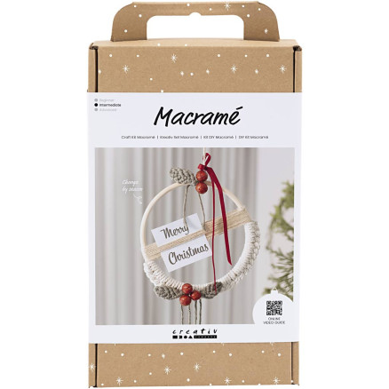 DIY Kit Makramee, Weihnachtskranz, moosgrün, weihnachtsrot, wollweiß, 1 Pk. von Diverse