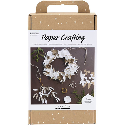 DIY Kit Papierdekorationen, Kranz, weiß, hell natürlich, 1 Pk. von Diverse