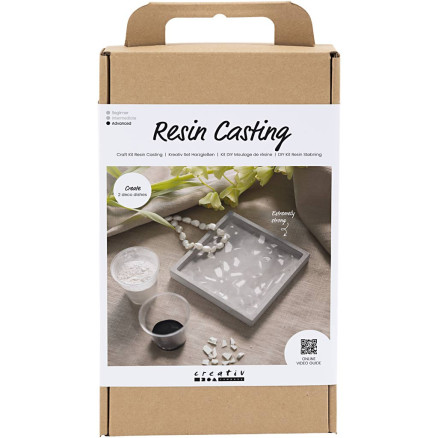 DIY Kit Resin Casting, Quadratisches Tablett mit Terrazzo, schwarz, weiß, 1 Pk. von Diverse