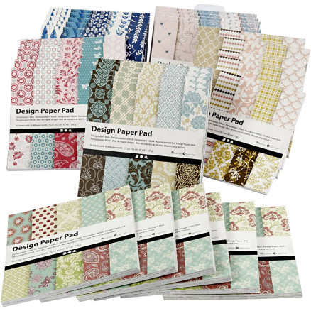 Design-Papier im Block, Blatt 15,2x15,2 cm, 120 g, Sortierte Farben, 6x10 Stk/ 1 Pck von Diverse