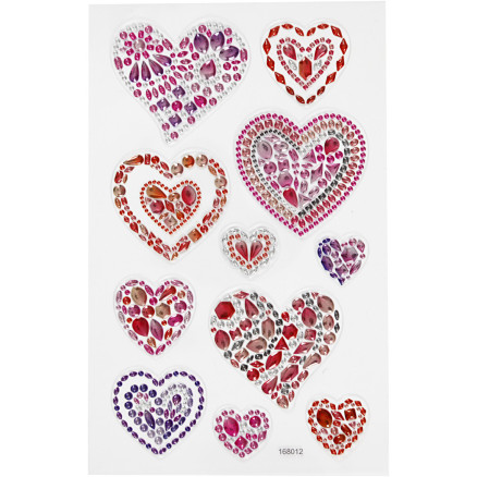 Diamant-Aufkleber, Herzen, Blatt 10x16 cm, 1 Blatt von Diverse