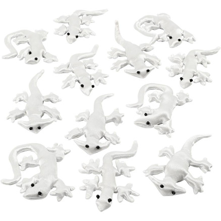 Echsen, Größe 10-14 cm, Weiß, 12 Stk/ 1 Pck von Diverse