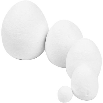 Eier, Größe 12+25+35+40+47 mm, Weiß, 200 Stk/ 1 Pck von Diverse