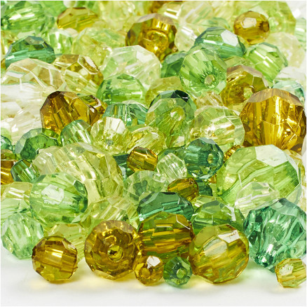 Harmoni Facettenperlen-Mix, Größe 4-12 mm, Lochgröße 1-2,5 mm, 250 g, Grüntöne von Diverse