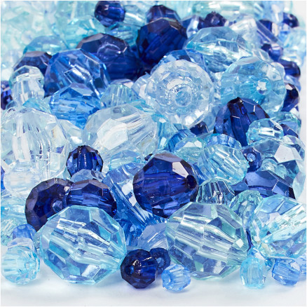 Harmoni Facettenperlen-Mix, Größe 4-12mm, Lochgröße 1-2,5mm, 250g, Blautöne von Diverse