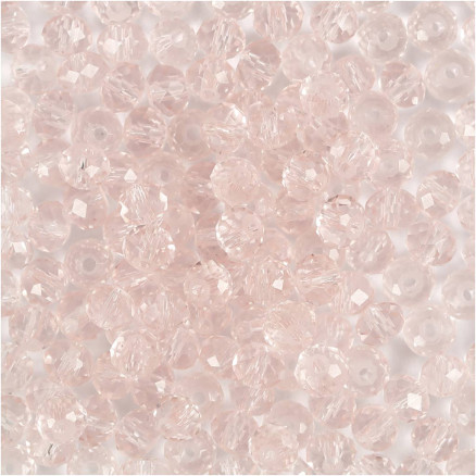 Facettierte Perlen, Durchm. 4 mm, Lochgröße 1 mm, Hell Rosa, 45 Stück / 1 Pk. Facettierte Perlen, Durchm. 4 mm, Lochgröße 1 mm, Hell Rosa, 45 Stück / 1 Pk. von Diverse