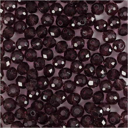 Facettierte Perlen, Durchm. 4 mm, Lochgröße 1 mm, Lila, 45 Stück / 1 Pk. Facettierte Perlen, Durchm. 4 mm, Lochgröße 1 mm, Lila, 45 Stück / 1 Pk. von Diverse