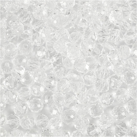 Facettierte Perlen, Größe 3x4 mm, Lochgröße 0,8 mm, Kristall, 100 Stück / 1 Pk. von Diverse