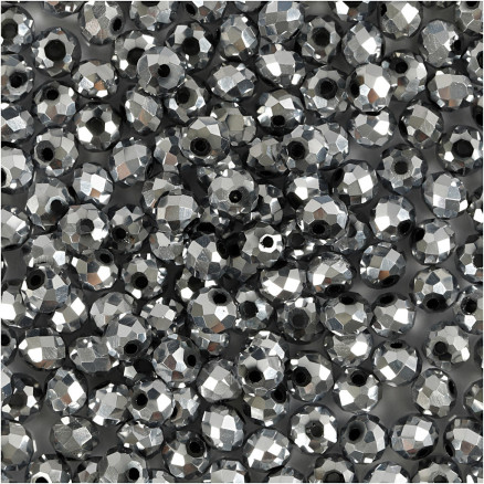 Facettierte Perlen, Größe 3x4 mm, Lochgröße 0,8 mm, metallic-grau, 100 Stück / 1 Pk. Facettierte Perlen, Größe 3x4 mm, Lochgröße 0,8 mm, metallic-grau, 100 Stück / 1 Pk. von Diverse