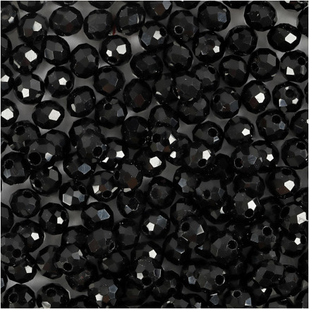 Facettierte Perlen, Größe 3x4 mm, Lochgröße 0,8 mm, schwarz metallic, 100 Stück / 1 Pk. Facettierte Perlen, Größe 3x4 mm, Lochgröße 0,8 mm, schwarz metallic, 100 Stück / 1 Pk. von Diverse