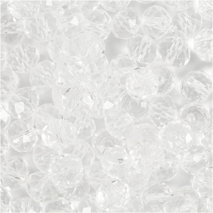 Facettierte Perlen, Größe 5x6 mm, Lochgröße 1 mm, Kristall, 100 Stück / 1 Pk. Facettierte Perlen, Größe 5x6 mm, Lochgröße 1 mm, Kristall, 100 Stück / 1 Pk. von Diverse