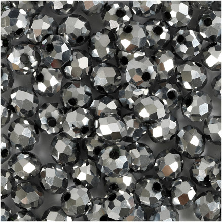 Facettierte Perlen, Größe 5x6 mm, Lochgröße 1 mm, metallic-grau, 100 Stück / 1 Pk. Facettierte Perlen, Größe 5x6 mm, Lochgröße 1 mm, metallic-grau, 100 Stück / 1 Pk. von Diverse