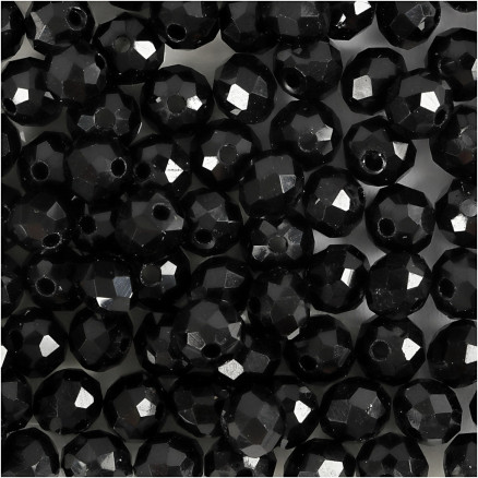 Facettierte Perlen, Größe 5x6 mm, Lochgröße 1 mm, schwarz metallic, 100 Stück / 1 Pk. von Diverse