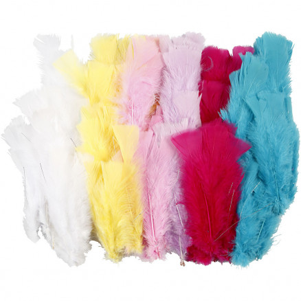 Federn, Sortierte Farben, L 11-17 cm, 144 Bündl./ 1 Pck von Diverse