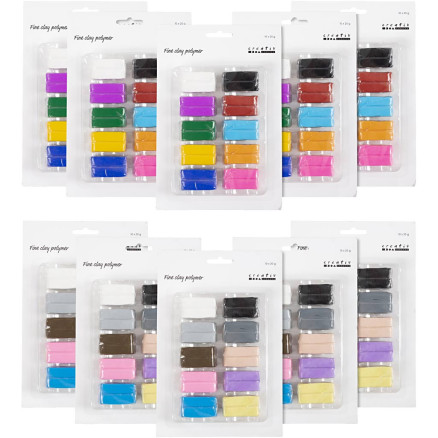 Feiner Polymerton, Sort. Farben, Pastellfarben, 120x20 g/ 1 Pck von Diverse