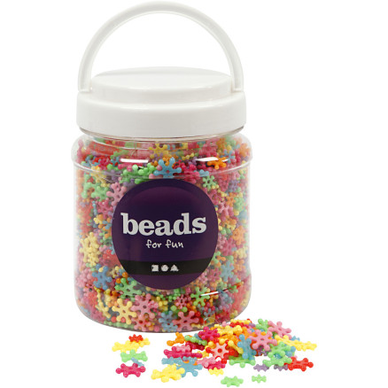 Kunststoffperlen-Mix Figuren, D 7-13,5 mm, Lochgröße 2 mm, Sortierte Farben, 270 g, 700 ml/ 1 Dose von Diverse